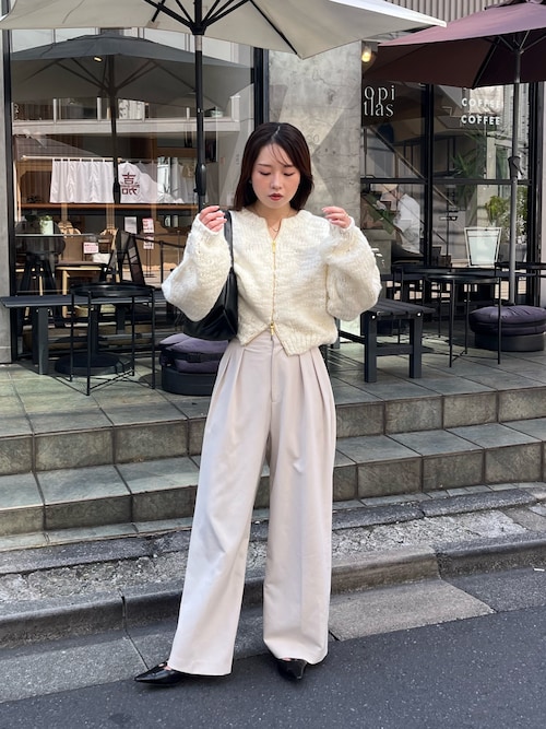 CAPRICIEUX LE'MAGE WフェイスZIPカーディガン　ベージュ CAPRICIEUX LE'MAGE（カプリシューレマージュ）の「WフェイスZIP