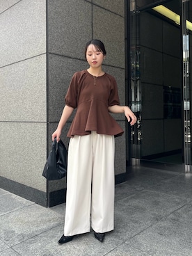 「ブラウンコーデ」｜「アイテム（パンプス）」を使った、mami_lemageさん（レディース・158cm）の夏コーディネート