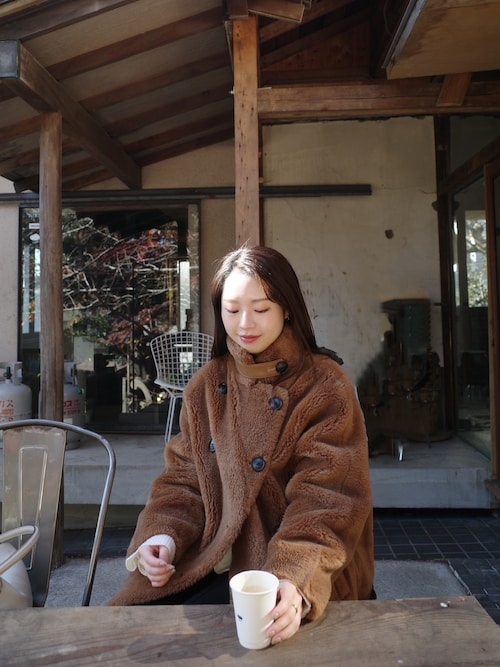 B3 boa jacket /スタンドカラーボアミドルジャケット