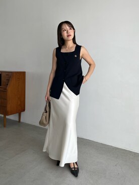 「CAPRICIEUX LE'MAGE（カプリシューレマージュ）のラウンドミニボストンバッグ（ショルダーバッグ）」を使った、mami_lemageさん（レディース・158cm）の夏コーディネート