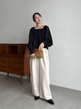 「アイテム（ショルダーバッグ、イエロー系）」を使った、mami_lemageさん（レディース・158cm）の冬コーディネート