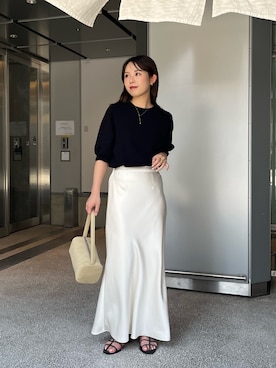 「アイテム（ニット/セーター）」を使った、mami_lemageさん（レディース・158cm）の夏コーディネート