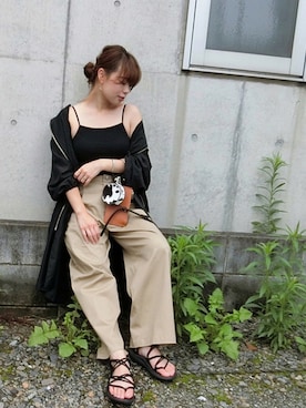 「しまむら（シマムラ）のアイテム（ミリタリージャケット）」を使った、Rina Chishimaさん（レディース・157cm）の夏コーディネート