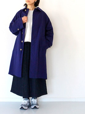 「アイテム（ステンカラーコート）」を使った、francbonnさん（レディース・158cm）の冬コーディネート