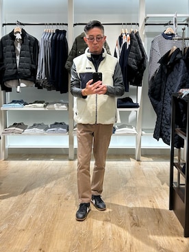 「アイテム（ダウンベスト）」を使った、ミサキさん（メンズ・165cm）の冬コーディネート