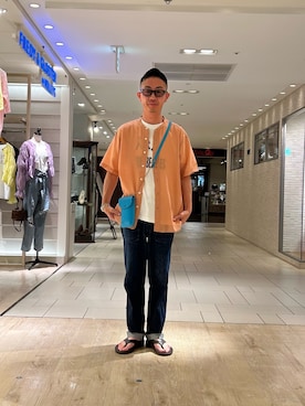 「NOLLEY'S goodman（ノーリーズグッドマン）のアイテム（バッグ）」を使った、ミサキさん（メンズ・165cm）の夏コーディネート