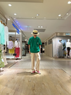 「アイテム（ポロシャツ）」を使った、ミサキさん（メンズ・165cm）の春コーディネート