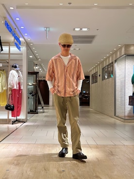 「GLOSTER（グロスター）のアイテム（ハンチング/ベレー帽）」を使った、ミサキさん（メンズ・165cm）の春コーディネート