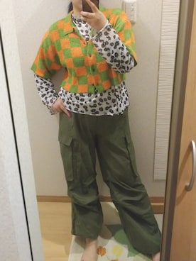 「いまどきジャケット写真」｜「アイテム（カーゴパンツ）」を使った、RURUMIさん（レディース・155cm）の春コーディネート