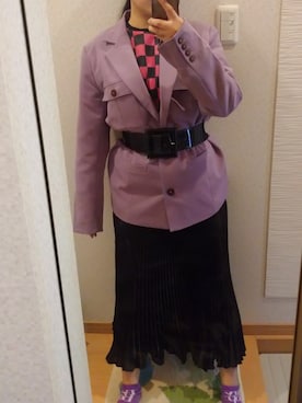 「市松模様トップス」｜RURUMIさん（レディース・155cm）の冬コーディネート