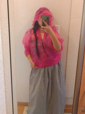 「irojikake（イロジカケ）のアイテム（パーカー、ピンク系）」を使った、RURUMIさん（レディース・155cm）の春コーディネート
