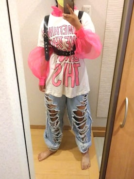 「KEY（キイ）のアイテム（パンツ）」を使った、RURUMIさん（レディース・155cm）の夏コーディネート