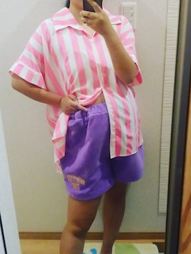 「ストライブシャツ」｜RURUMIさん（レディース・155cm）の夏コーディネート