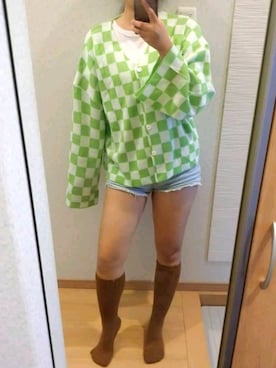 「市松模様トップス」｜RURUMIさん（レディース・155cm）の秋コーディネート
