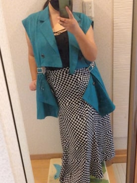 「Green　Parks（グリーンパークス）のアイテム（スカート）」を使った、RURUMIさん（レディース・155cm）の秋コーディネート