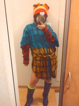 「no brand（ノーブランド）のアイテム（帽子）」を使った、RURUMIさん（レディース・155cm）の冬コーディネート