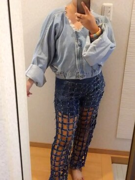 「FIG&VIPER（フィグアンドバイパー）のアイテム（パンツ）」を使った、RURUMIさん（レディース・155cm）の秋コーディネート