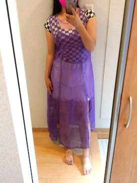 「市松模様トップス」｜RURUMIさん（レディース・155cm）の夏コーディネート