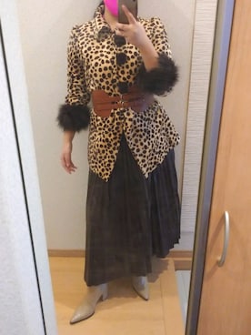 「ダルメシアン柄」｜「アイテム（その他アウター）」を使った、RURUMIさん（レディース・155cm）の秋コーディネート