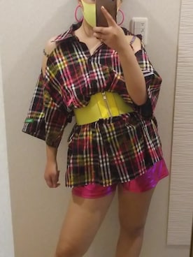「パンクコーデ」｜「アイテム（アクセサリー）」を使った、RURUMIさん（レディース・155cm）の夏コーディネート