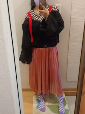 「市松模様トップス」｜RURUMIさん（レディース・155cm）の秋コーディネート