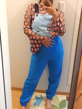 「シースルー」｜「アイテム（スウェットパンツ）」を使った、RURUMIさん（レディース・155cm）の夏コーディネート