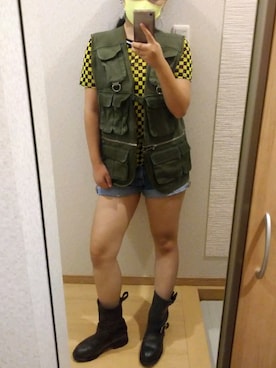 「レザーブーツ」｜「アイテム（アクセサリー）」を使った、RURUMIさん（レディース・155cm）の秋コーディネート