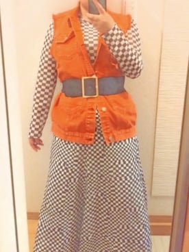 「アイテム（ベスト）」を使った、RURUMIさん（レディース・155cm）の秋コーディネート