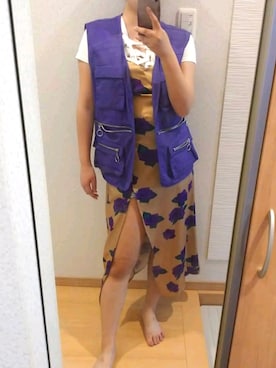「WC（ダブル シー）のアイテム（ベスト）」を使った、RURUMIさん（レディース・155cm）の夏コーディネート