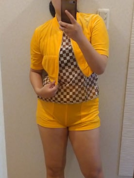 「市松模様トップス」｜RURUMIさん（レディース・155cm）の夏コーディネート