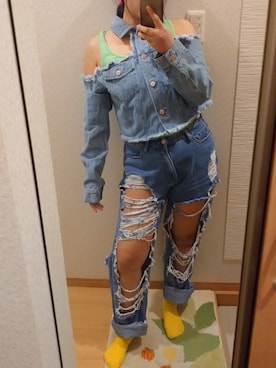 「FOREVER 21（フォーエバー トゥエンティーワン）のアイテム（デニムジャケット）」を使った、RURUMIさん（レディース・155cm）の春コーディネート