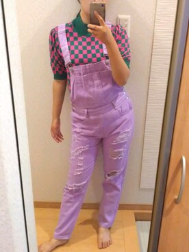 「市松模様トップス」｜RURUMIさん（レディース・155cm）の夏コーディネート