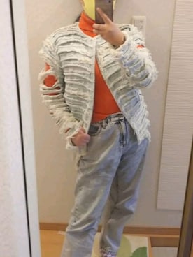 「ストリートカジュアル」｜「アイテム（デニムジャケット）」を使った、RURUMIさん（レディース・155cm）の冬コーディネート