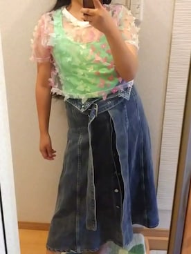 「ちょうちょ柄」｜RURUMIさん（レディース・155cm）の夏コーディネート