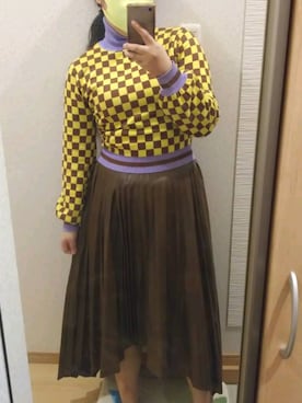 「市松模様トップス」｜RURUMIさん（レディース・155cm）の冬コーディネート