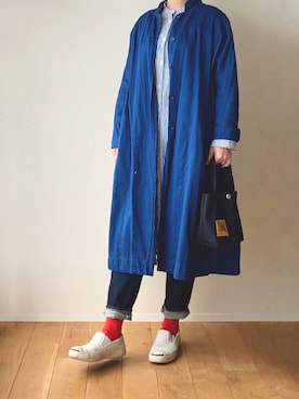 「40代ファッション」｜「アイテム（ノーカラーコート）」を使った、iimaさん（レディース・155cm）の秋コーディネート