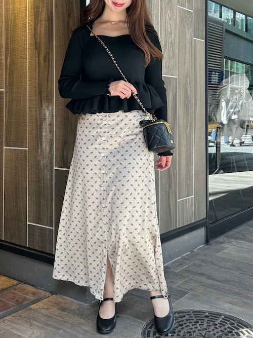 DEICY me couture フラワープリントロングスカート フラワードットマーメイドスカート