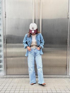 「ZARA（ザラ）のアイテム（デニムパンツ、ブルー系）」を使った、T.N.0322さん（レディース・154cm）の春コーディネート