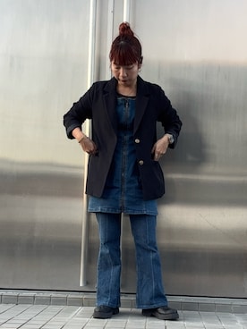 「アイテム（ジャンパースカート）」を使った、T.N.0322さん（レディース・154cm・40代）の秋コーディネート