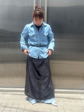 「Omekashi（オメカシ）のアイテム（ワンピース、ブラック系）」を使った、T.N.0322さん（レディース・154cm）の春コーディネート