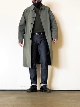「ZARA（ザラ）のアイテム（ステンカラーコート）」を使った、イーサン・ハントさん（メンズ・181cm）の春コーディネート