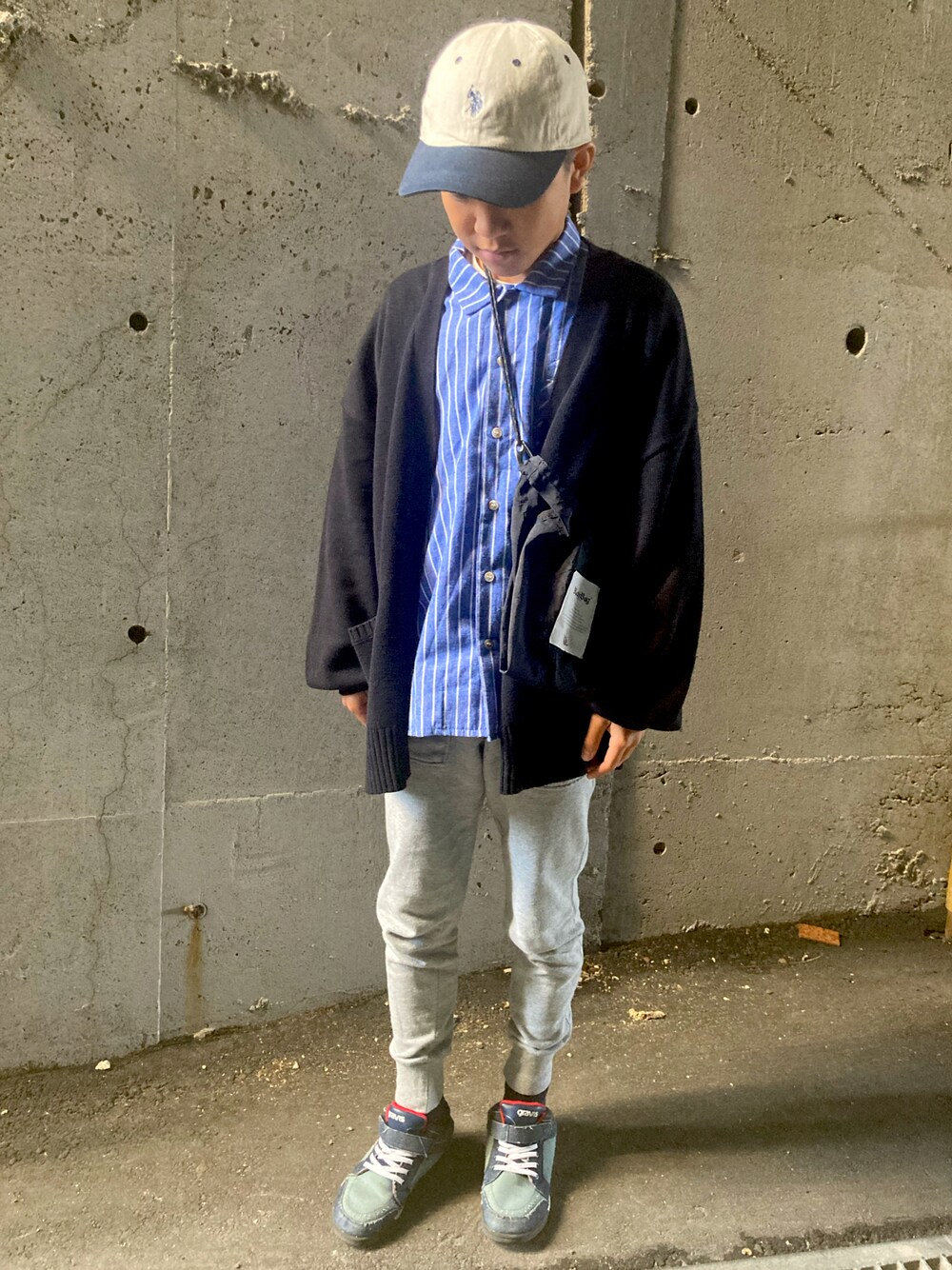 「おでかけコーデ、今日のコーデ、ブルー」｜「U.S. POLO ASSN.のアイテム（キャップ、ベージュ系）」を使った、asfy♡さん（レディース・160cm）の秋コーディネートの1枚目の写真