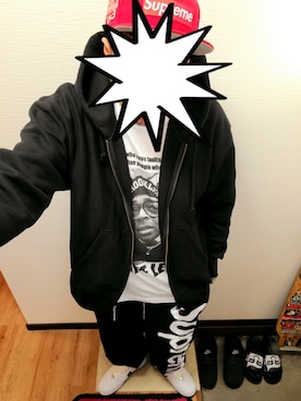 「アイテム（スウェットパンツ）」を使った、きのこ＠毒x毒x毒さん（メンズ・180cm）の秋コーディネート