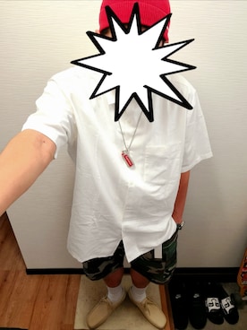 「Supreme （シュプリーム）のアイテム（ニットキャップ/ビーニー）」を使った、きのこ＠毒x毒x毒さん（メンズ・180cm）の夏コーディネート