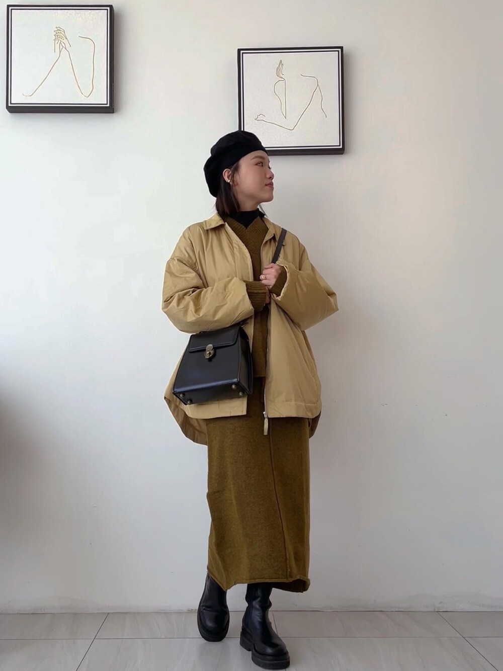 「mouggan、mouggan girl、bearabeara、gracegift、ootd、outfit、WEARBOOKエントリー、WEAR、大人カジュアル、秋冬コーデ」｜「bearabearaのアイテム（バッグ、ブラック系）」を使った、cianさん（レディース・163cm）の冬コーディネートの1枚目の写真