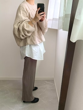 「ISOOK（アイスー）のアイテム（パンツ）」を使った、miさん（レディース・154cm）の秋コーディネート