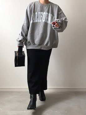 「ISOOK（アイスー）のアイテム（スウェット）」を使った、miさん（レディース・154cm）の冬コーディネート