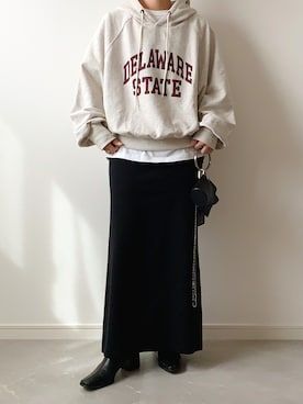 「ISOOK（アイスー）のアイテム（スウェット）」を使った、miさん（レディース・154cm）の秋コーディネート