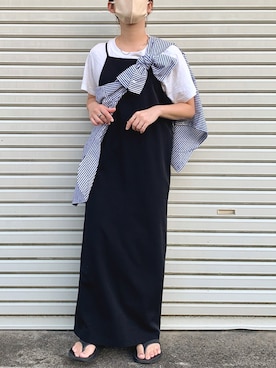 「DISCOAT（ディスコート）のアイテム（ワンピース/ドレス）」を使った、miさん（レディース・154cm）の夏コーディネート