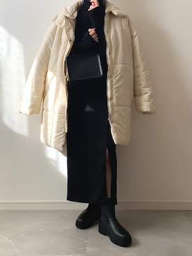 「NEUNA（ヌナ）のアイテム（ダウンジャケット/コート）」を使った、miさん（レディース・154cm）の秋コーディネート